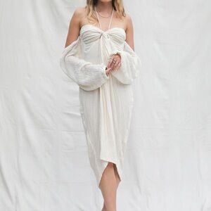 Black Hearts Off-Shoulder Cream Dress